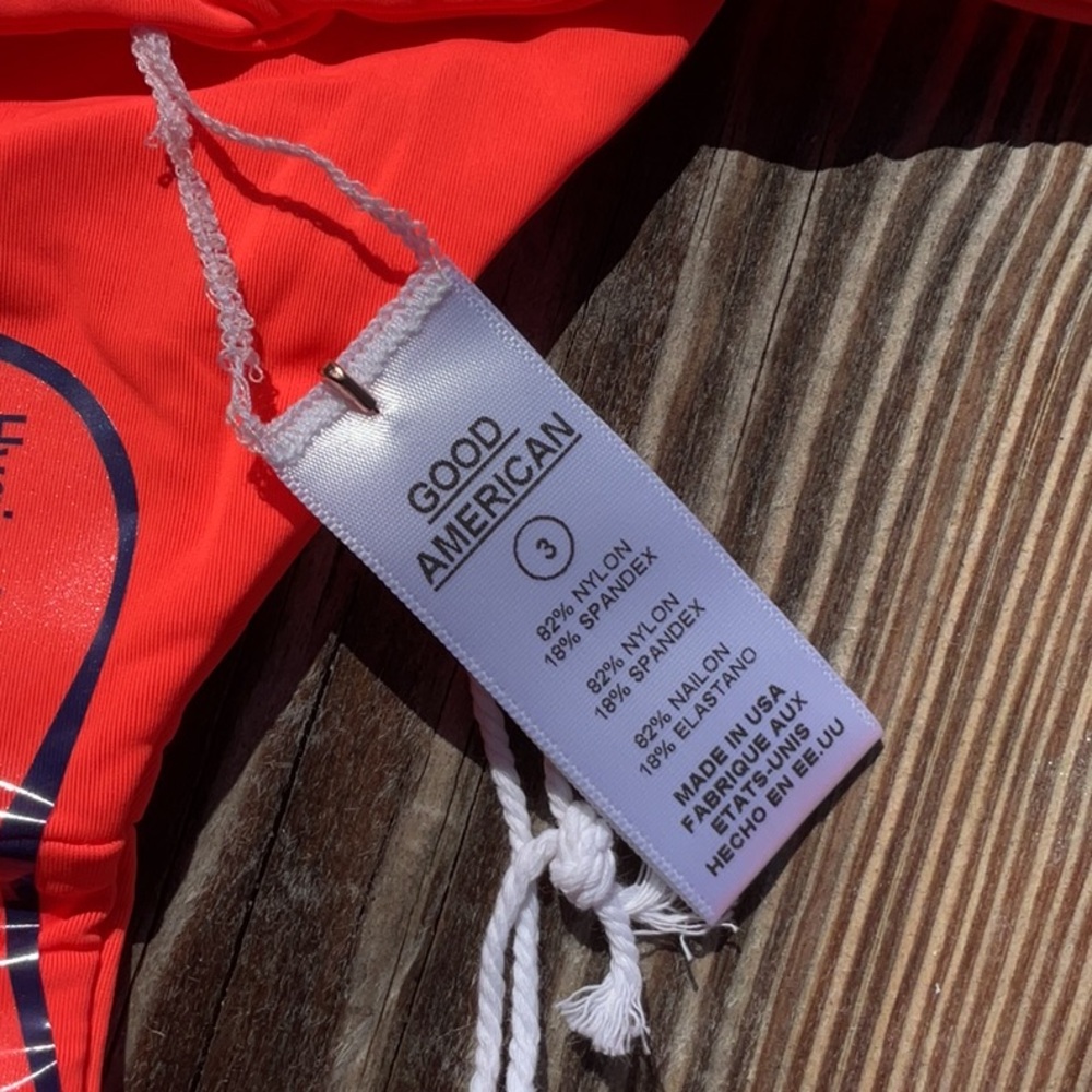 NWT Good American Tiny Ties Bikini Bottoms In Hot Coral Size 3/ L - Picture 9 of 12